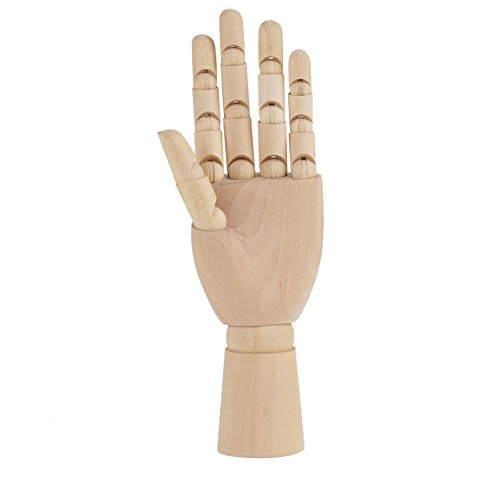 Modellhand aus Holz Hölzerne Menschliche Flexible Holzhand Modell Zeichnungsmodell für Anfänger, Profis und Künstler(10 linke Hand)