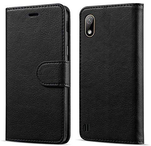 New&Teck Coque pour Samsung Galaxy A10 Housse Etui Portefeuille Cuir Multifonction, Fermeture Magnétique à Clapet Anti-Choc Noir