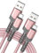 JSAUX Cavo Micro USB [2M, 2Pezzi], Cavo Android Trasferimento Dati e Ricarica Rapida Cavo Nylon USB, Adatto per Samsung S7/S6/Edge/S4/J3/J7, Huawei P9/P10, HTC Kindle, PS4-Rose