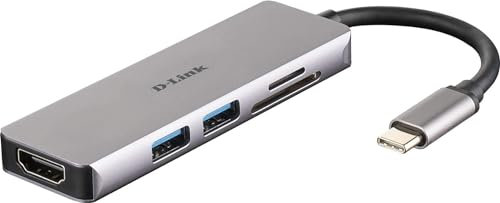D-Link DUB-M530 Hub USB USB-C 5-en-1 avec HDMI/Lecteur de Carte- Idéal pour Partager une Connexion Entre Plusieurs Périphériques USB
