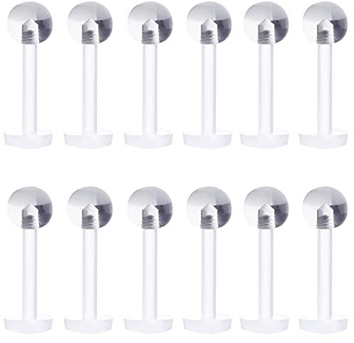 Liuxn 15 Stück 16 Gauge Klar Acryl Lippe Ringe Flexible Labret Bar Stud für Knorpel Tragus Lippe Nasen Piercing