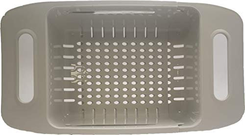 BOXUP - Colador extensible, colador sobre el fregadero, colador de verduras y frutas con asas extensibles, colador para cocina, 4.7 cuartos de galón (beige)