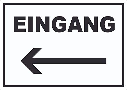 Eingang Aufkleber mit Pfeil nach links A5 (148x210mm)