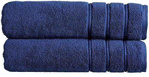 Christy Antalya Large Bath Sheets | Set of 2 | 100% Turkish Cotton | 600GSM | Soft Plush Luxury Bath Towels | 90cm x 150cm | Quick Dry | Denim Blue