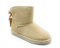OOG Boots Damen Lederboots Stiefel mit Schleife, Bow, Schneestiefel echtes Leder, warme und Fell gefütterte Winterschuhe, rutschfeste, Flache, bequem und Kurze Stiefel in Beige 40 EU