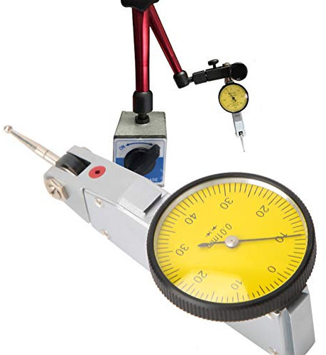 Longzhuo Messuhr 0-0,8 mm Magnetische Schwalbenschwanzschienen Messuhr Testanzeige 0,01 mm Messskala Messwerkzeug (inkl. Zubehör)