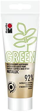 Marabu 14500050784 - GREEN LINE Alkyd-Farbe, metallic-gold, 100 ml Malfarbe auf Wasserbasis, klimaneutral, matt, lichtecht, wetterfest (nach 24h Durchtrocknung), 92 % aus natürlichen Rohstoffen