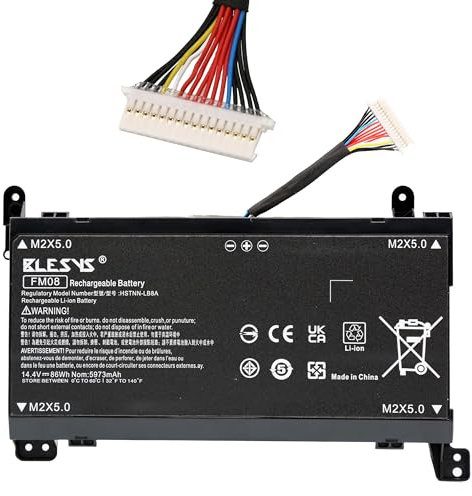 BLESYS 16 Pin FM08 Akku für HP Omen 17-an0xx 17-an000 17-an100 17-an028ng 17-an086ng 17-an101ng 922976-855 922977-855 922752-421 922753-421 HSTNN-LB8A Laptop Ersatzakku 14.4V 86Wh [16 Kabel]