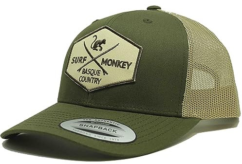 SURF MONKEY Cap Trucker Typ 6P - Gebogenes Visier - verstellbare Snapback Cap - Niedriges Profil, orange, One size