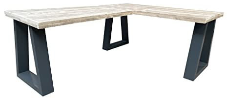 Wood4you - Bureau d'angle - Vancouver Bois d'échafaudage 180/130Lx70Dx75H Anthracite