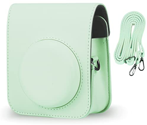 Yosuny tragbare Tragetasche, kompatibel mit Fujifilm Instax Mini 12 Kameras, MINI12 Sofortbildkamera-Tasche aus Leder mit rückseitiger Tasche zur Aufbewahrung von Fotos (grün)