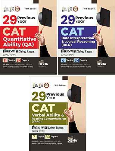 29 Previous Year CAT QA, DILR & VARC Topic-wise Solved Papers (2022 - 1994) - set of 3 Books 16th Edition | Previous Year Questions PYQs | Quantitative ... & Reading Comprehension | (English Edition)