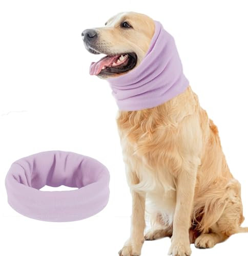 Pattepoint Hündohr Muffs Noise Protection, Kleiner Hund Ohrenschützer für Komfort Small Dog Earmuffs, Kapuzenpullis für Hunde Katzen, Hunde Hals und Ohren Wärmer Hunde Hoodie Anti Angst Snood -Lila M
