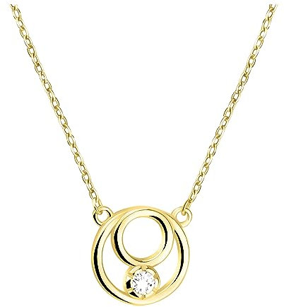 Sofia Milani - Damen Halskette 925 Silber - vergoldet/golden - mit Zirkonia Steinen - Kreise Anhänger - N0673