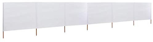 JUNZAI Paravent 6 Panneaux Tissu 800 x 80 cm Blanc,Résistant Au Vent Et Aux UV,Brise-Vue pour Balcon,Paravent De Balcon De Jardin