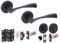HANDLEZONE® Zena Door Handles on Rose Bathroom Deadbolt Pack with Ball Bearing Hinges - Black Matt