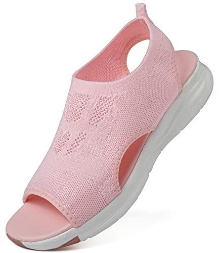 Unitysow Sandales Plats Bout Ouvert Femme Été Mode Orthopedique Slides Confortable Léger Sandales de Plage Marche,Rose,39 EU