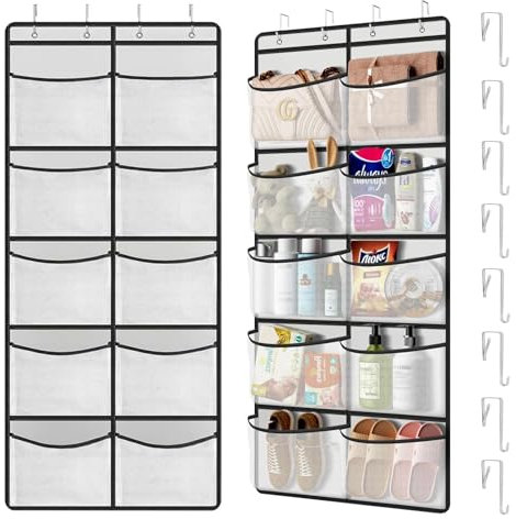 WIYETY Organizer da Appendere 2 Pezzi Organizzatore Per Appendere Organizzatore Portaoggetti con 10 Scomparti 8 Ganc Organizzatore Pieghevole da Appendere per Pannolini per Armadio Cameretta Bagno