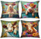 Tucocoo Kissenbezüge mit Tiermotiven, Motiv: Badewanne, Schwein, Kuh mit Blumenmuster, dekorativ, 45,7 x 45,7 cm, Set mit 4 niedlichen Tieren, für Sofa, Wohnzimmer, Geschenk