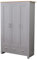 Kingwudo® White or Grey Bedroom Wardrobes with 3 Doors 3 Drawers and Hanging Rail Clothes Storage Unit for Bedroom Furniture Wooden (Grey With Oak-colored)