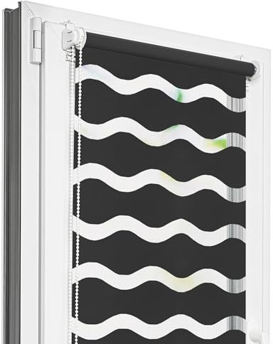 Estika Welle Doppelrollo klemmfix ohne Bohren - 80 cm x 120 cm - Graphit - Tag und Nacht Duo Rollo, Duo Rollo, Rollos für Fenster ohne Bohren, Fenster sichtschutz
