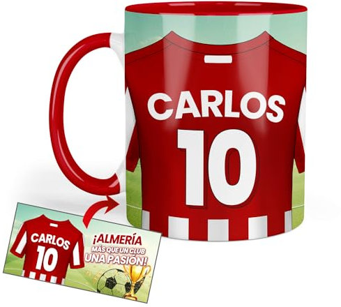 Kembilove Taza Personalizada Fútbol | Tazas de Desayuno Fútbol | Regalo Original Almeria | Fútbol para Niños | Día del Padre | Tazas personalizadas