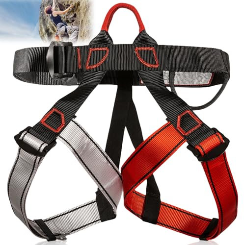 Klettergurt, Befestigender Klettergurte Absturzsicherung Sicherheitsgurt zum Feuerrettung, Bergsteigen, Halber Körperklettergurt Kletterausrüstung für Frauen Männer Kinder (Warnweste, Einfarbig)