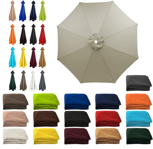 Sonnenschirm Ersatzbezug 230cm 270cm 300cm UV-Schutz Ampelschirm Bezug 8 Streben Terrassenschirm Baldachin für Strand Terrasse Garten Sonnenschirm Ersatzteile(Light Gray,270cm)