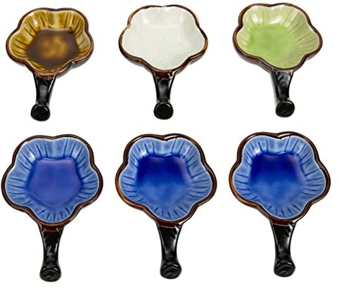 Hohopeti 6pcs Ceramic Ink Dish Glazed Pen Washer Water Pot for Study Stationery Office Use Pen Washing Holder Random Color