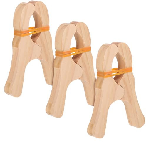 Toyvian 3pcs Giant Wooden Fort Building Clips for Boys and Girls Wooden Play Clips Large Clothes Pins for Waldorf Toys and Beach Blanket