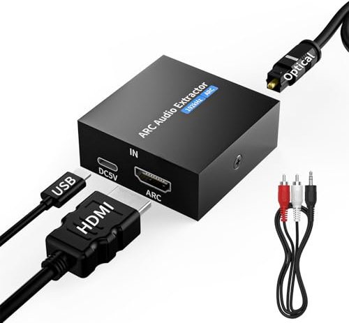 Convertisseur Audio HDMI ARC vers Optique SPDIF et Jack 3,5mm, Extracteur Audio HDMI ARC 192 kHz pour barre de son, systèmes home cinéma