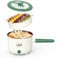 Electric Hot Pot with Steamer, Portable Nonstick Frying Pan with Dual Power Control, Electric Shabu Shabu Cooker for Noodle, Oatmeal, Pasta, Ramen, 1.5L (Green C)
