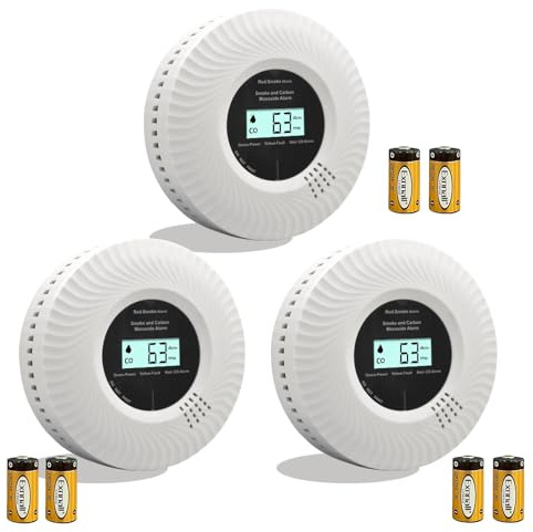Carbon Monoxide & Smoke Alarm with Voice Alerts | 10-Year Sealed Battery | Dual Sensor Protection | EN14604 & EN50291 Certified | Fast Detection & Easy Installation (3-Pack)