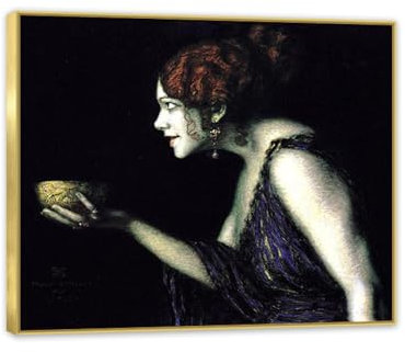 Franz von Stuck Leinwanddruck,Tilla Durieux als Zirké,berühmte gemälde auf leinwand Symbolistische Kunst auf Leinwand für Wohnzimmer oder Büro40x30cm(16x12in) Goldrahmen