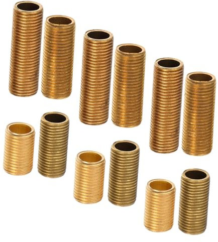 Homoyoyo 12 Stück Gewindestange gewindebolzen Lampen Rohr Messinggewinde Lampenteile Lampenrohrverbinder Hohles Gewinderohr Messingrohrlampe Schließen Sie das Nippelrohr aus Messing