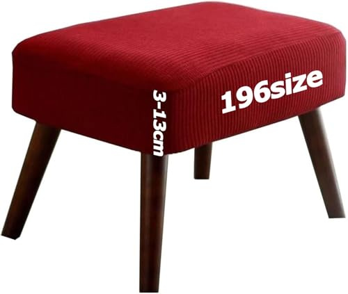 Ottomane Bezug Quadratisch Hocker überzug Hockerbezug Ottoman Cover Fußbank Schonbezug Stretch Fußhocker Husse Beschützer Jacquard Sitzhocker mit Elastic Bottom Rund Rechteckig Anpassbar(Rot,40 x 60 c