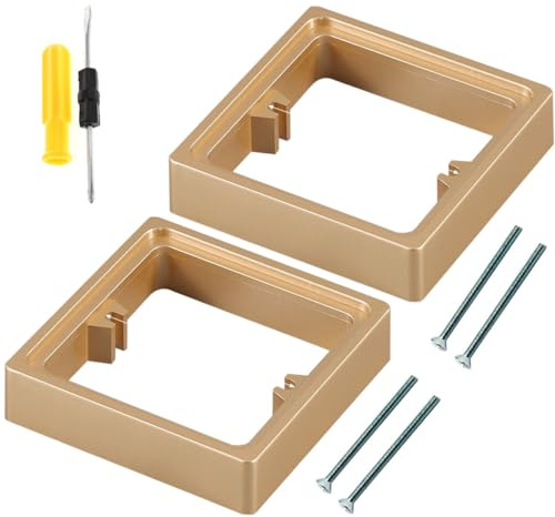 Acmerota Entretoise simple 20 mm Entretoise carrée dorée Boîtier encastré simple 1 prise Entourage d'interrupteur Entourage de prise simple avec vis 2 pièces