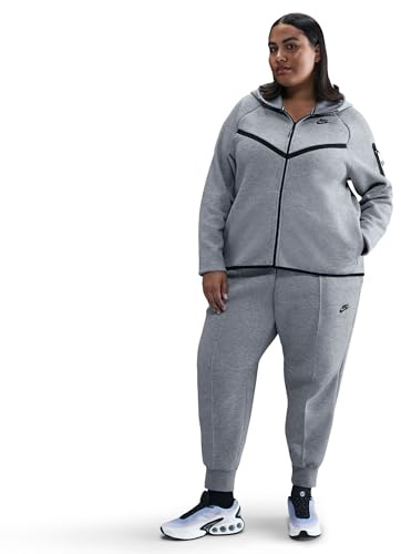 Nike Sportswear Tech Fleece Windrunner Women's Hoodie with Full Zip (Large Size), Dk Grey Heather/Black, HV6749-063, 1X
