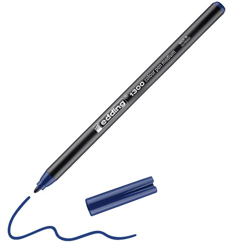 edding 1300 Fasermaler medium - stahlblau - 1 Stift - Rundspitze 2 mm - Filzstift zum Zeichnen und Schreiben - Filzstift für Schule, Mandala, Bullet Journal