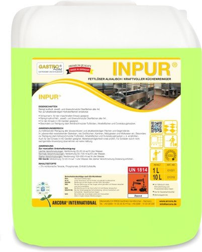 ARCORA | INPUR | FETTLÖSER ALKALISCH / KRAFTVOLLER KÜCHENREINIGER | 10 LITER
