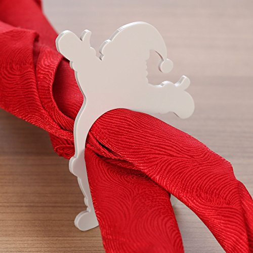 Bütic GmbH Plexiglas® 6er Sets Serviettenringe weiß grau Creme gelb grün Serviettenhalter, Motivauswahl:Weihnachtsmann - 6er Set, Farbauswahl:grau