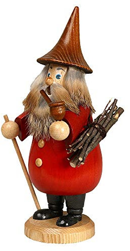 Drechselwerkstatt Uhlig Räuchermännchen Wurzelzwerg rot - 19 cm - Original Erzgebirge Räuchermann