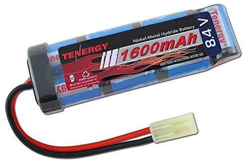 Tenergy Airsoft Battery 8.4V NiMH Flat Battery Pack w/Mini Tamiya Connector High Capacity 1600mAh Battery for Airsoft Guns MP5, Scar, M249, M240B, M60, G36, M14, RPK, PKM