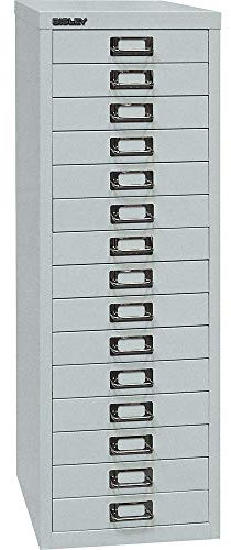 BISLEY MultiDrawer, 39er Serie, DIN A4, 15 Schubladen, Metall, 670 Kardinalrot, 38 x 27.9 x 86 cm