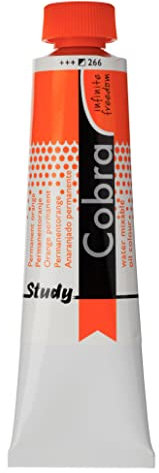 Cobra Study Aquarell mischbare Ölfarbe Tube 40 ml - Permanentorange 266 - Semi-deckendes Qualitätspigment - gratis Lösungsmittel