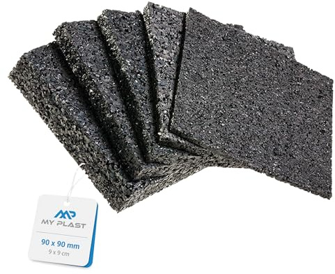 My Plast Terrassenpads - 90 x 90 x 6 mm, 200 Stück | Unterleger aus Gummigranulat - Stärke und Menge auswählen - 90 x 90 mm x 3mm 6mm 8mm 10mm 20mm wählbar