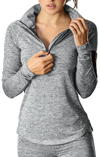 icyzone Damen Sport Shirt Langarm Laufshirt Leichte Schnell Trocknende Gym Yoga Fitness Langarmshirts