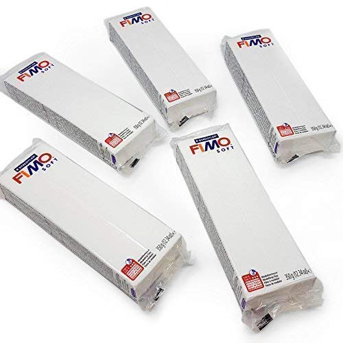 Fimo Soft 350 g Polymer-Modelliermasse – Backofen-Ton – 5 x Weiß (5 Für den Preis von 4)