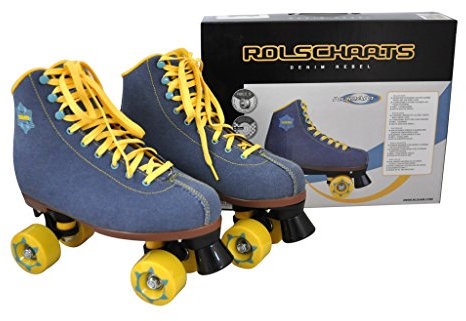Nijdam Unisex-Erwachsene 52RP Denim Rebel Retro Rollschuhe – Denim Blau/Gelb, Einheitsgröße