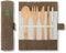 Set couverts en bambou | Couverts en bois | Kit couverts écologique | Couteau, fourchette, cuillère et paille| Couverts de voyage | Couverts camping avec housse de rangement |Olive | Bambaw